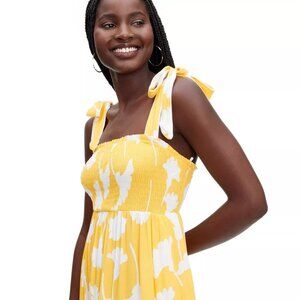 NWT LARGE: DVF for Target Women’s Smocked Tie Strap Ginkgo Yellow Midi Dress